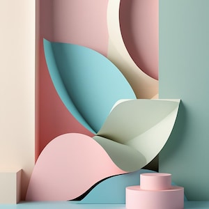 Abstract Pastel Curves Wall Art – Minimalist Geometric Print, Modern Home Decor, Scandinavian Style Art for Living Room or Bedroom