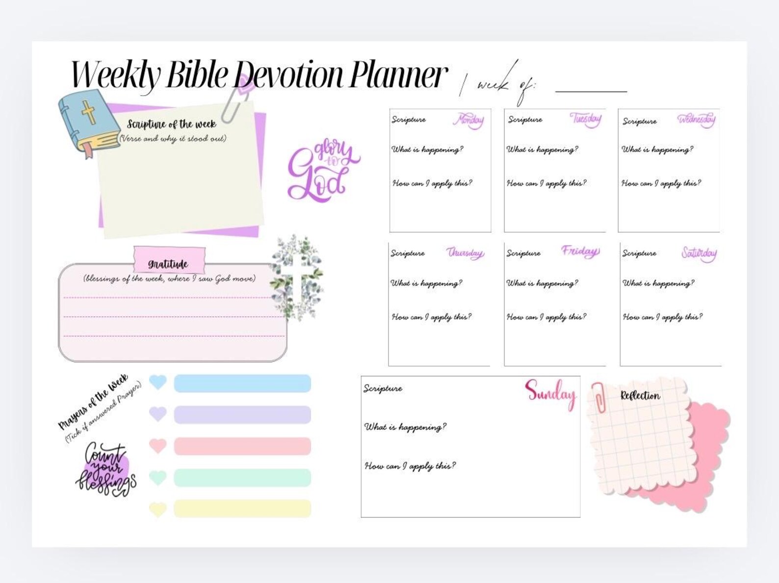 Weekly Bible Devotion Planner Printable A4 PDF | Christian Devotional ...
