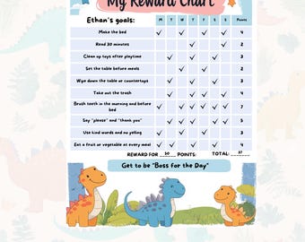 Dinosaur Reward Chart for Kids - Editable & Printable | Printable Chore Chart | Positive Behavior Chart | Instant Download