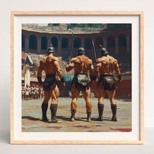 Muscular Roman Gladiators in Colosseum Arena