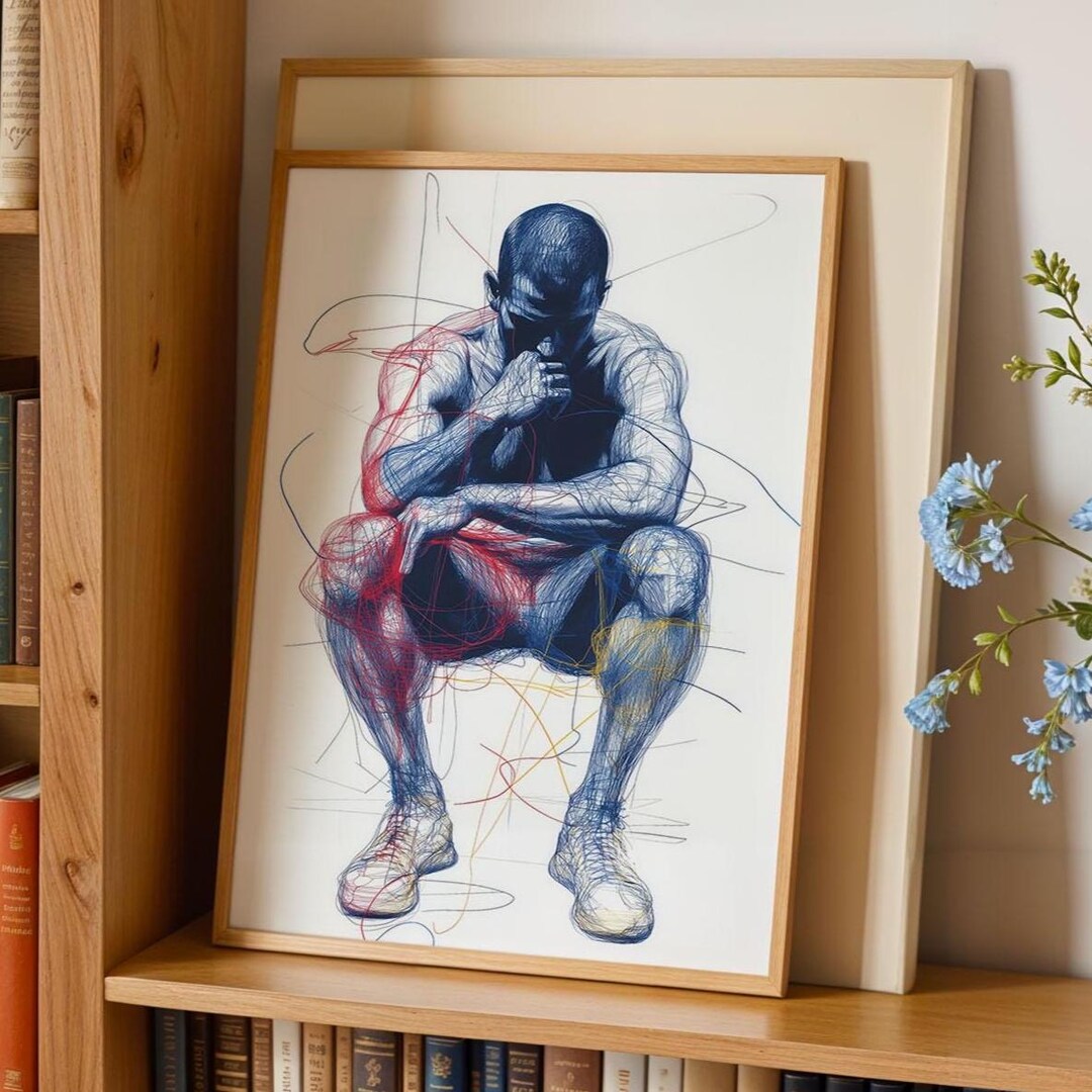 Line Abstract Man Thinking Man Line Art Print: Abstract Male Sketch (digital Download) - Etsy