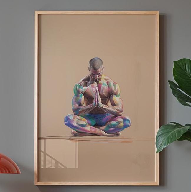 瞑想。　裸婦画　アクリル画 瞑想。 裸婦画 アクリル画 裸婦 / 抽象画 / カラフル / 額付き