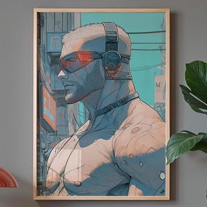 Cyberpunk Hero Art - Futuristic Anime Portrait Print