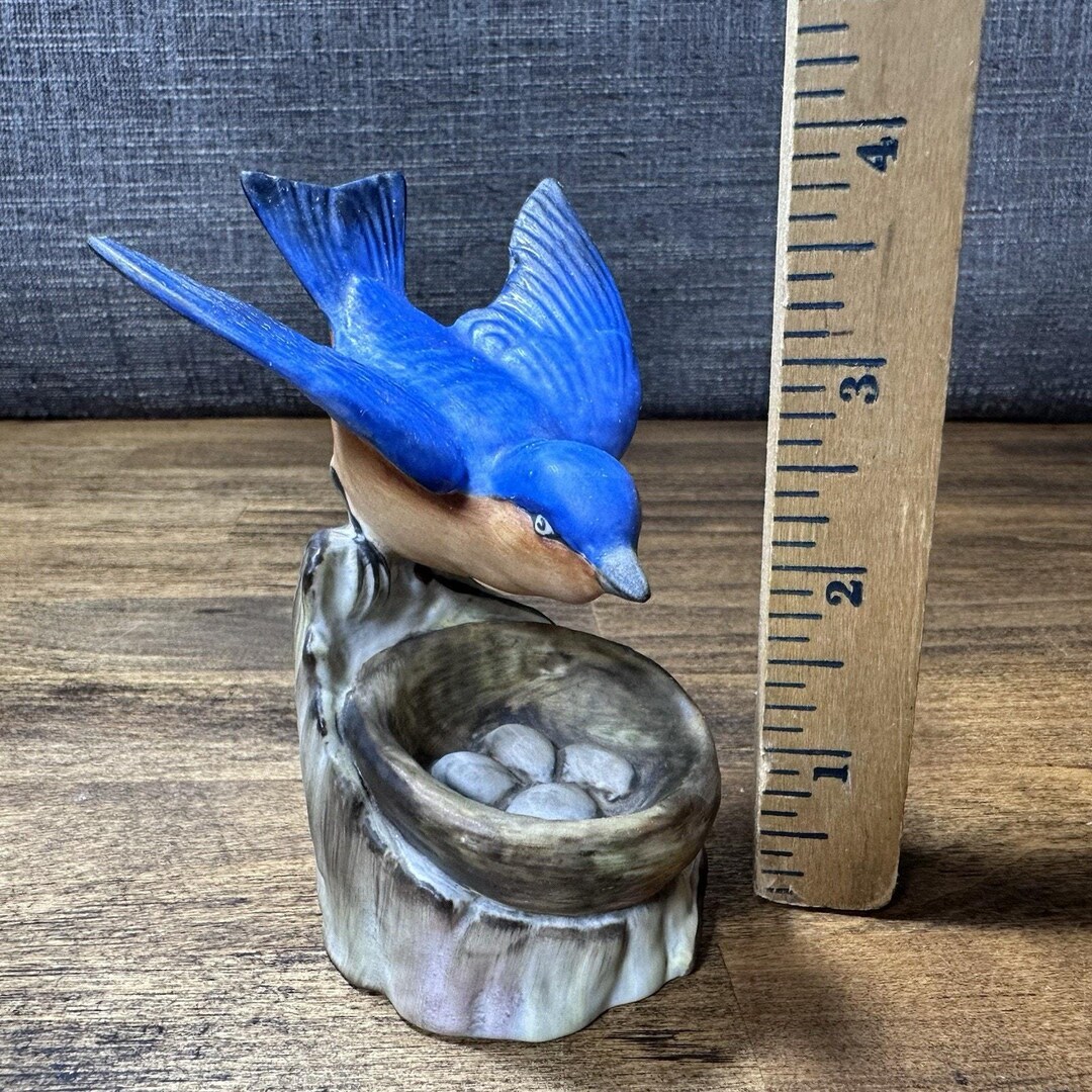 Rare Vintage Bluebird With Nest Figurine Royal Adderley 4” - Etsy