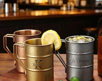 Tazza da birra vintage in acciaio inossidabile personalizzata con incisione personalizzata, tazza da caffè retrò da campeggio, tazza da tè industriale, regalo