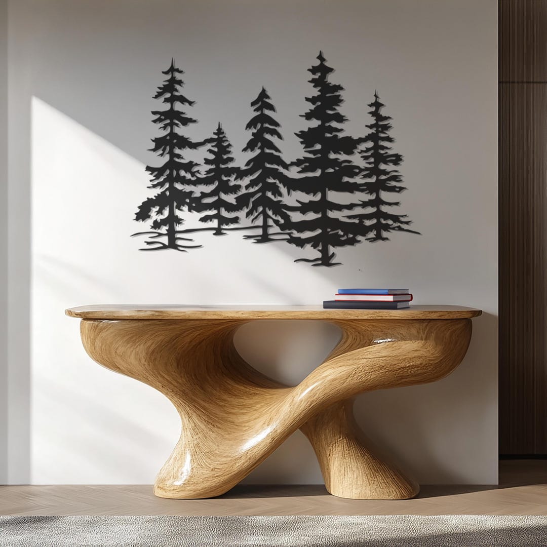 Forest Metal Wall Art, Nature Inspired Wall Decor, Pine Tree Metal Art ...