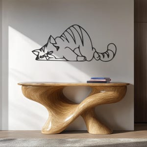 Minimalist Cat Metal Wall Art, Modern Home Decor, Artistic Feline Design, Perfect Gift for Cat Lovers, Contemporary Metal Wall Accent