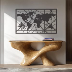 World Map Metal Wall Art - Modern Travel-Inspired Decor for Living Room, Office & Adventure Lovers | Handmade Black Metal World Map Sign