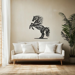 Metal Horse Wall Art, Wild Stallion Decor, Horse Lover Gift, Rustic Metal Wall Hanging, Equestrian Home Decor, Western Metal Wall Art Decor