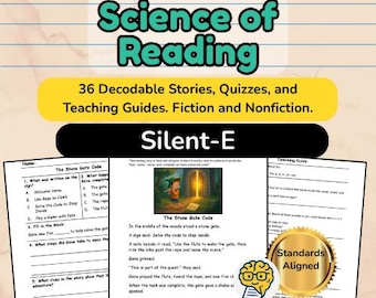 Silent E Decodable Stories: Long Vowel Phonics, Quizzes & Teaching Guides (PDF Format)