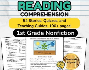 1st Grade Nonfiction Reading Passages: Informational Texts, Quizzes & Guides (Printable PDF Resource)