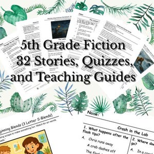 5th Grade Fiction Reading Passages: Comprehension Quizzes & Teaching Guides (Printable PDF)