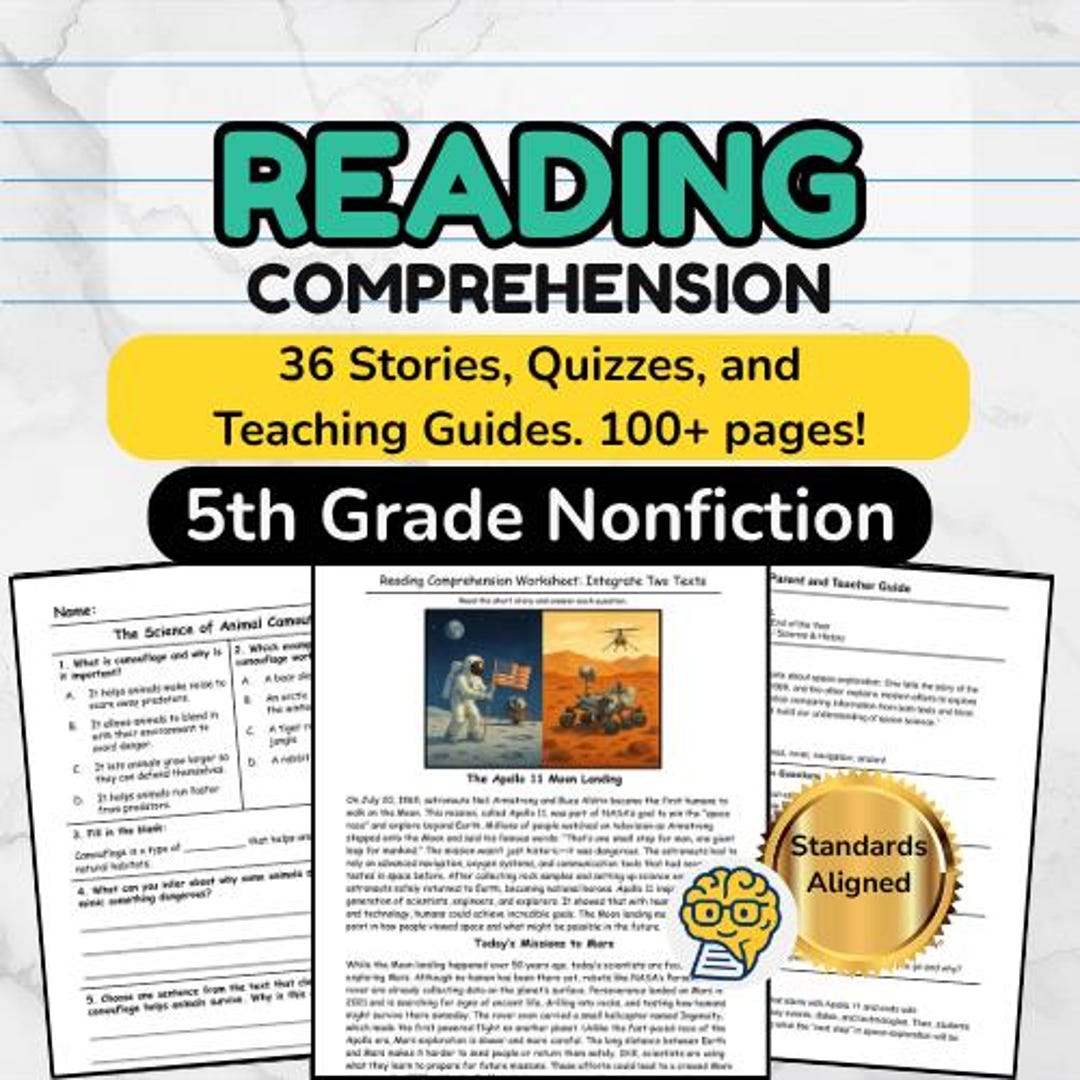 5th Grade Nonfiction Reading Passages With Quizzes (printable PDF - Etsy