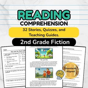 Textos de comprensión lectora para segundo grado: 32 cuentos de ficción y cuestionarios (PDF imprimible)