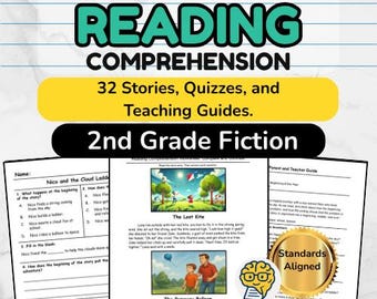 2nd Grade Reading Comprehension Passages: 32 Fiction Stories & Quizzes (Printable PDF)
