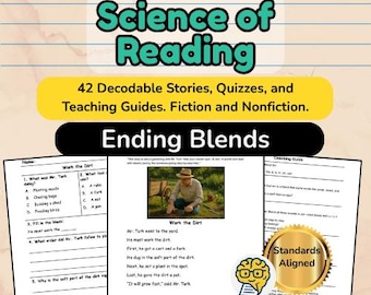 Ending Blends Decodable Stories: Phonics Worksheets with Quizzes (PDF Download)