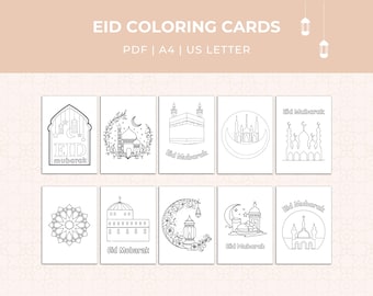 Schede da colorare per l'Eid / Eid Mubarak / Schede Eid stampabili / Schede di auguri per l'Eid / Schede Eid per bambini / Attività per l'Eid / Schede Eid per bambini