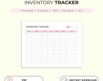 Printable Inventory Tracker | Inventory Template | Inventory List | Inventory Log | Inventory Sheet | Inventory Management | US Letter | A4