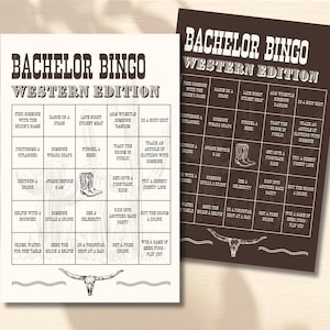 Western Junggesellenabschied Bingo Karten | Cowboy Theme Bach Gesellschaftsspiel | Druckbare 4 x 6 Bingo | Wilder Westen Spiel | Sofort Download + Bearbeitbar