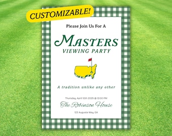 Invitación para ver el Masters: Tema de golf de Augusta (Plantilla editable de Canva)