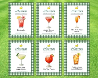 Masters Party Cocktail Signs: Golf Theme Bar Decor (Digital Download)