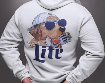 Miller Lite Sweater White Beer Hoodie Miller Dog Sweatshirt