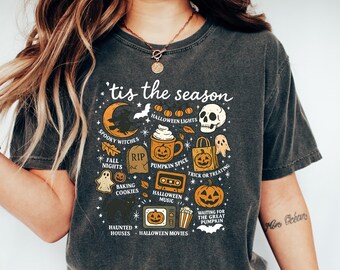 Tis The Season Halloween Sweatshirt, Halloween TShirt, Retro Ghost Shirt, Cute Fall Tee, Women's Halloween Tee, Pumpkin Spooky Season Gift