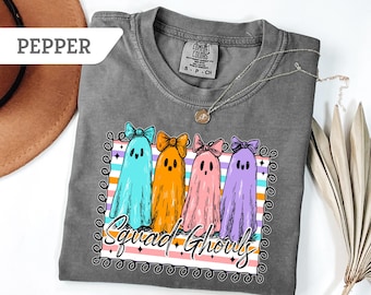 Comfort Colors®Lets Go Squad Ghouls, Spooky Season Tee,Halloween Shirt, Retro Halloween Cowgirl Tshirt, Cowgirl Halloween Shirt,Ghost Shirt