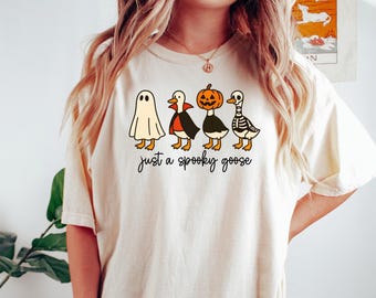 Cute Just a Spooky Goose Shirt, Funny Halloween Goose Sweatshirt, Goose in Halloween Shirt, Cute Horror Shirt, Spooky Goose Sweater