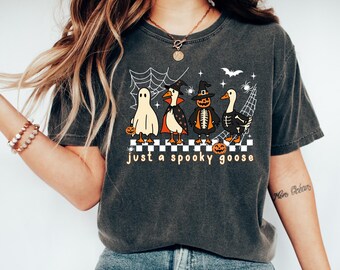 Just A Spooky Goose Shirt, Spooky Goose Halloween Sweatshirt, Funny Halloween Goose Shirt, Funny Silly Goose Shirt, Spooky Goose Horror Tee