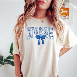 Toile De Jouy Nurse Shirt, Nurse Coquette Bow Shirt, Registered Nurse Shirt, Nurse Student Shirt, Gift For Nurse, Nurse Ribbon Sweatshirt