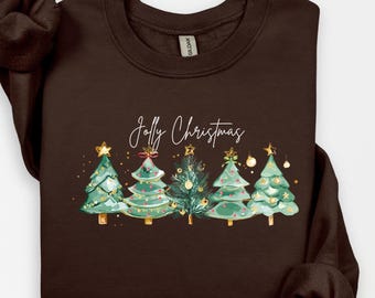 Jolly Christmas Sweater, Cute Women's Christmas Shirt, Christmas Gift, Chic Winter Shirt, Cute Holiday Tee, Christmas Tree Sweatshirt