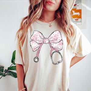 Coquette Nurse Stethoscope Shirt, Nurse Bow Shirt, Coquette Nurse Sweatshirt, Nurse Appreciation, Nurse Ribbon Shirt, Gift For Nurse, Nurse