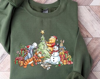 Winnie The Pooh Merry Christmas Sweatshirt, Disney Christmas Shirt, Christmas Tree Holiday Tee, Disney Family Matching Christmas Sweater
