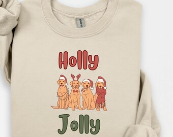 Holly Jolly Christmas Christmas Dogs Sweatshirt, Festive Holiday Apparel, Retro Christmas Sweatshirt, Holiday Gift for Her, Gift For Dog Mom