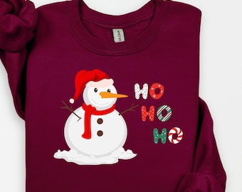Christmas Ho Ho Ho Sweatshirt, Christmas Snowman Shirt, Candy Christmas Ho T-Shirt, Cute Snowman T-Shirt, Holiday Shirt, Xmas Sweater