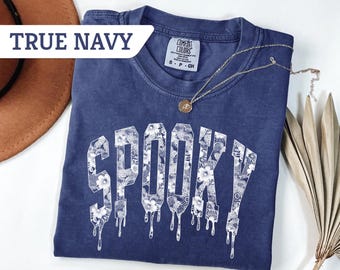 Comfort Colors®Halloween Tshirt: Spooky Season Bow Tee, Comfort Halloween Tshirt Gift, Cute Fall Tshirt,Girly Spooky Season Tshirt Gift