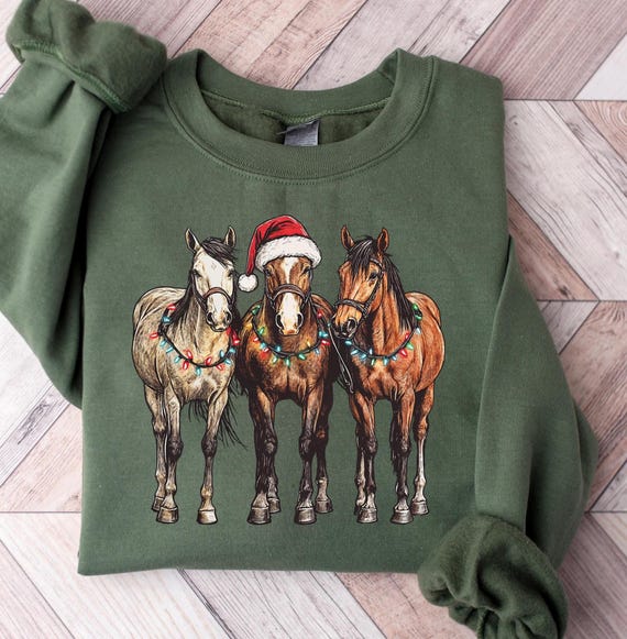 Horse Christmas Sweatshirt, Western Christmas Horse Shirt, Womens Christmas Sweater, Funny Christmas Tee, Horse Lover Gift,Holiday Sweater