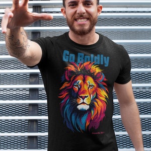 Go Boldly | Proverbs 28:1 |Christian Art Short Sleeve T-Shirt | Faith