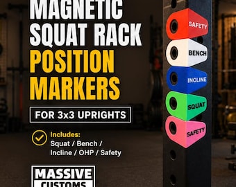 Magnetic Position Markers for 3" Squat / Power Racks, Multiple Colors