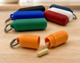 Emergency Pill Case Keychain - Compact Threaded Med Holder with Carabiner