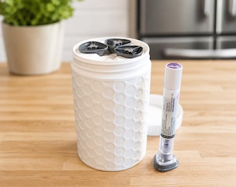 Zepbound & Mounjaro 4 Pen Storage Jar - 3D Scanned Saddles, Exact Tirzepatide Auto-Injector Fit