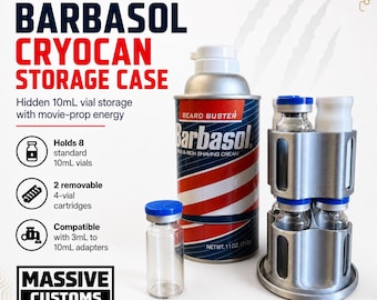 Jurassic Park Barbasol CryoCan 10mL Vial Storage Case | Prop Replica Peptide Organizer | Unique Collector Gift