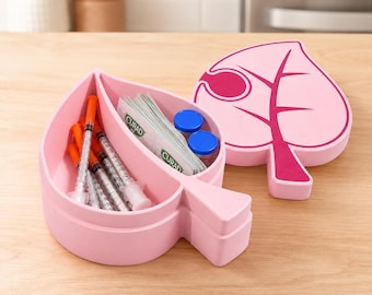 Insulin Syringe and Vials Storage Case | Cute Animal Crossing Leaf Design | Diabetic Supplies Organizer