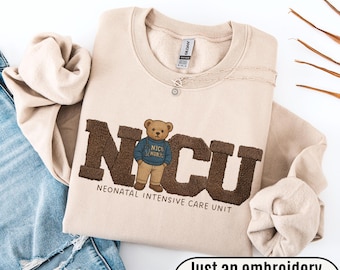 NICU Nurse Sweatshirt: Vintage Bear, Neonatal Intensive Care Unit