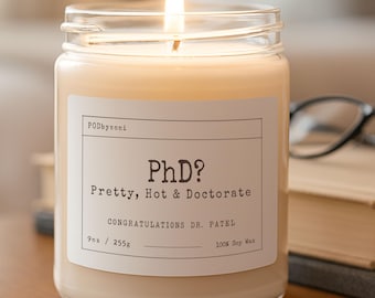 Vela de soja con aroma relajante / Regalo para doctorado, vela doctoral, doctorado, estudiante de posgrado