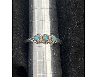 Bell Trading Sterling Silver Southwestern Style 3 Stone Turquoise Ring Size 4.75