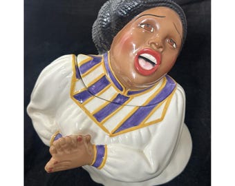 Vtg 1996 Clay Art Amazing Grace Gospel Singer Cookie Jar 10.5" No Chips Or Crack