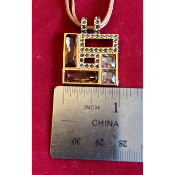 Authentic Swarovski Signed Swan Square Amber Crys… - image 5