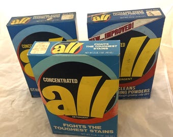 3 ALL Laundry Detergent Concentrated 49 Oz Unopened Full Boxes Vintage- READ